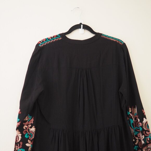 Anthropologie Floreat Black Embroidered Avery Dress sz L - Picture 10 of 10